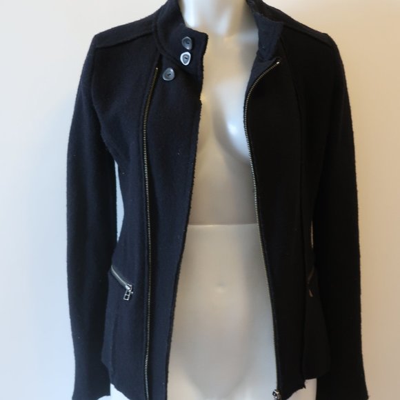 DUARTE BLACK BOILED WOOL FULL ZIP JACKET S * - Picture 7 of 16